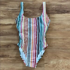 Madewell Tank One-Piece Swimsuit in Rainbow Stripe